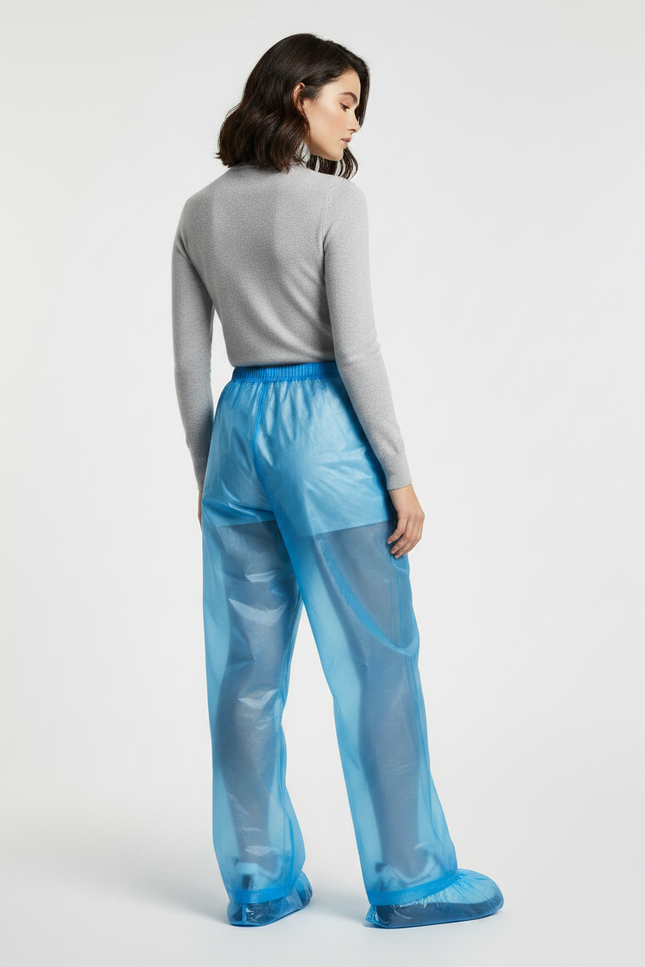 Pantalon De Pluie Transparent Bleu Imperméable Unisexe Léger - Polyester - vue 2