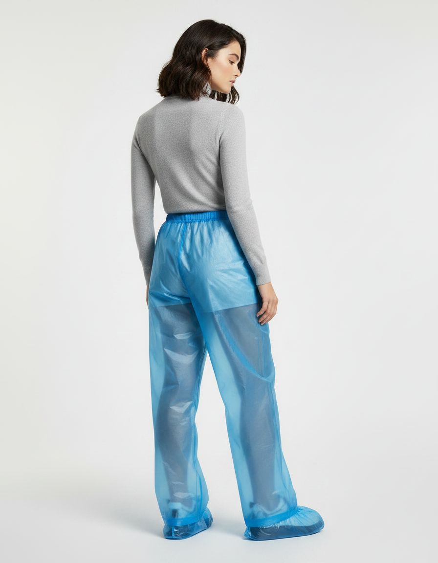 Pantalon De Pluie Transparent Bleu Imperméable Unisexe Léger - Polyester - vue 2