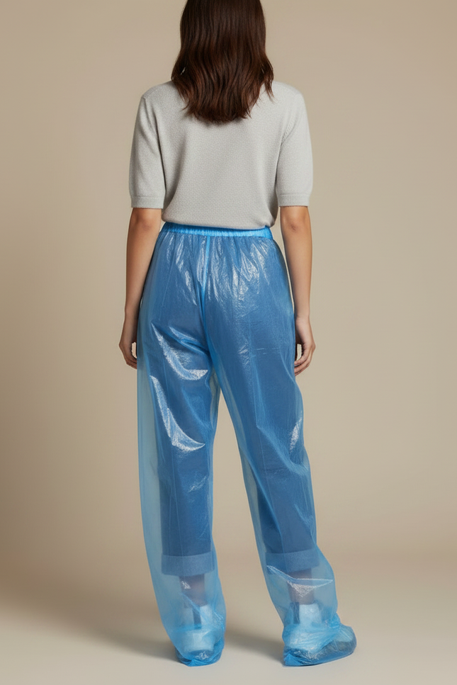Pantalon De Pluie Bleu Transparent Ample Léger Jetable - Polyester - vue 2