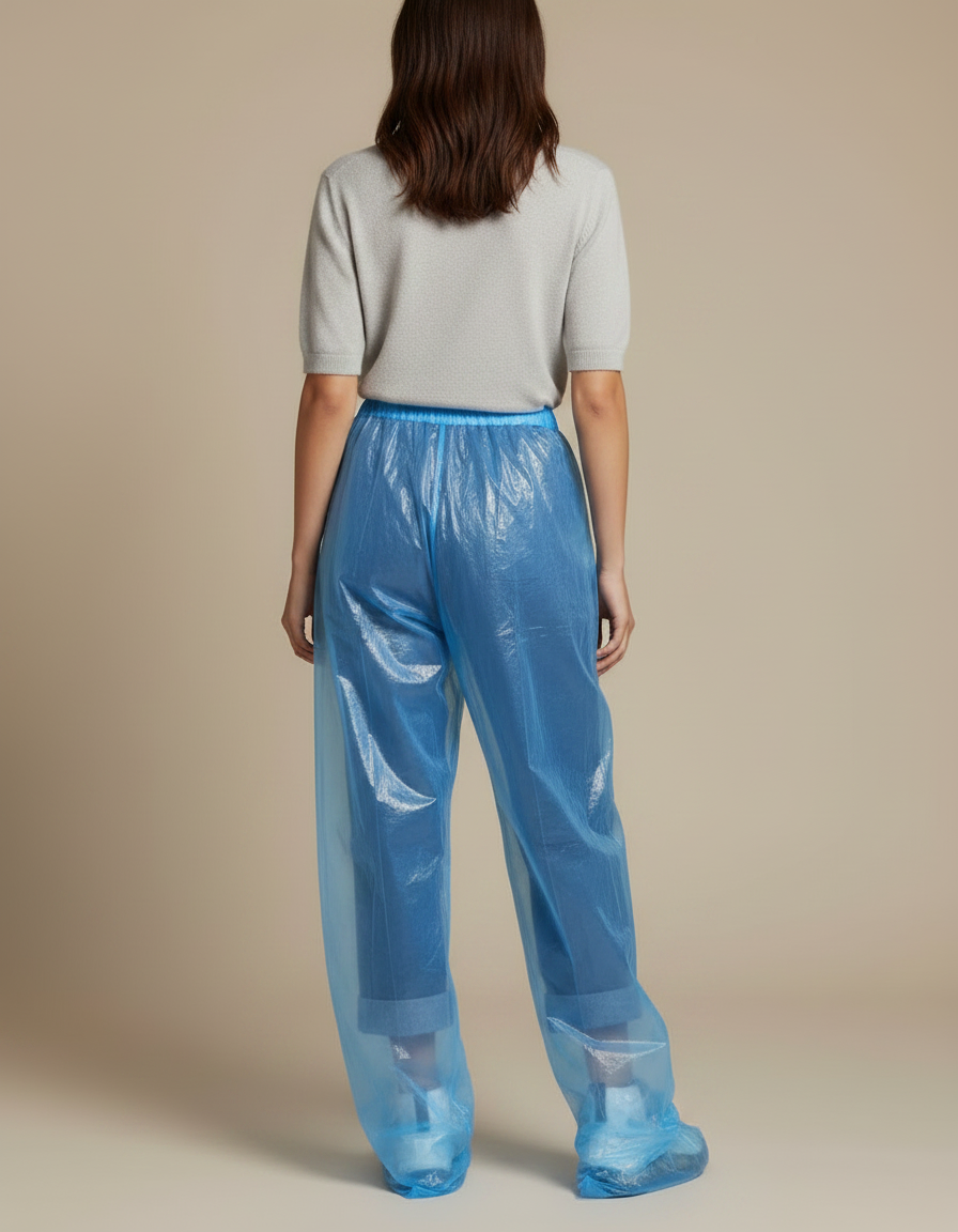 Pantalon De Pluie Bleu Transparent Ample Léger Jetable - Polyester - vue 2