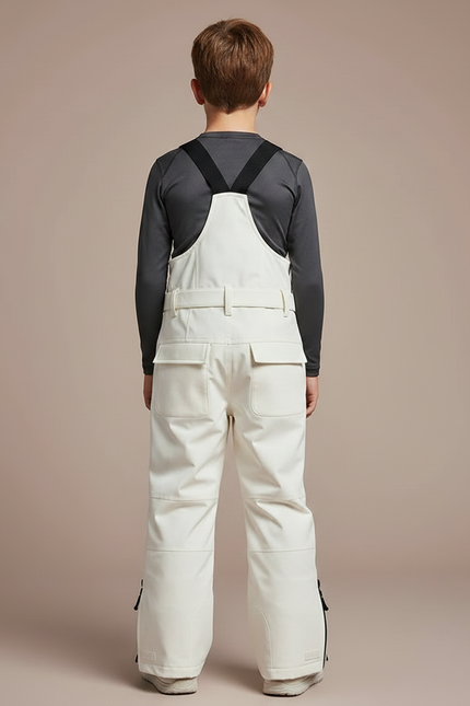 Pantalon De Pluie Crème Bretelles Imperméable Ski Enfant - Beige Polyester - vue 2