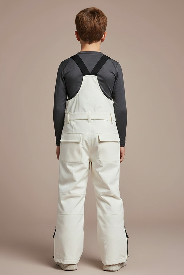 Pantalon De Pluie Crème Bretelles Imperméable Ski Enfant - Beige Polyester - vue 2