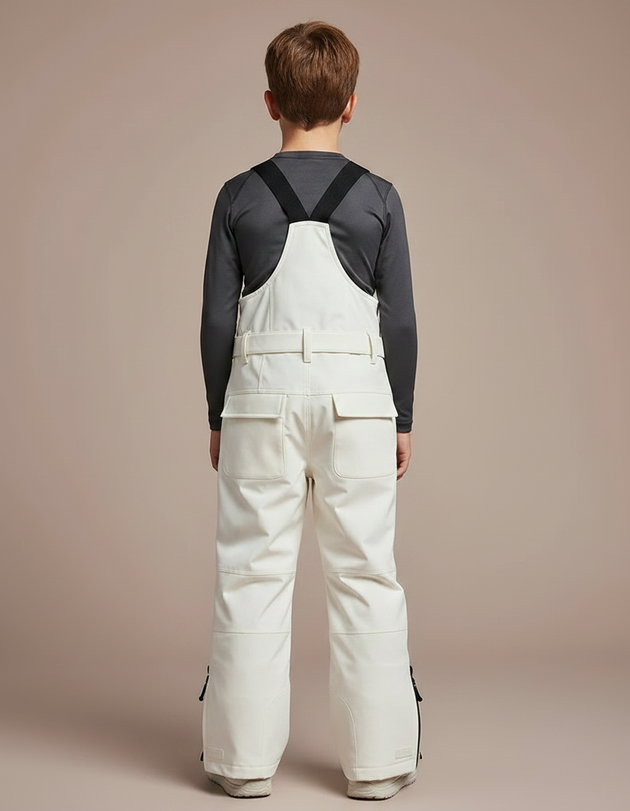 Pantalon De Pluie Crème Bretelles Imperméable Ski Enfant - Beige Polyester - vue 2