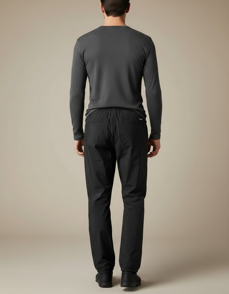 Pantalon De Pluie Noir Imperméable Sportif Réfléchissant - Polyester - vue 2