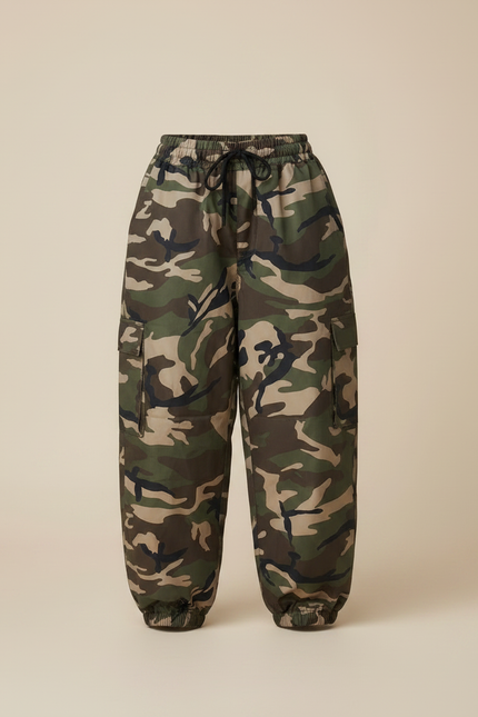 Pantalon De Pluie Camouflage Ample Cargo Enfant - Multicolore Polyester - vue 3