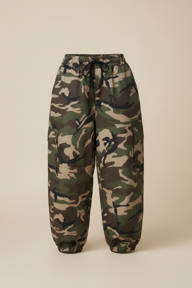 Pantalon De Pluie Camouflage Ample Cargo Enfant - Multicolore Polyester - vue 3