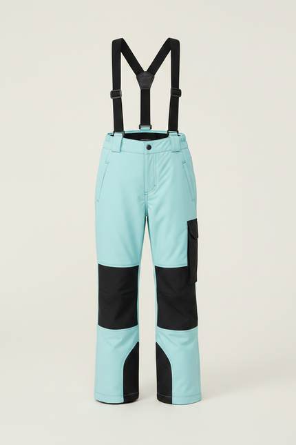 Pantalon De Pluie Turquoise Noir Bretelles Imperméable Enfant - Multicolore Polyester - vue 3