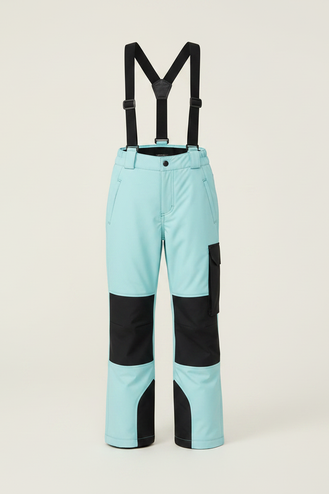 Pantalon De Pluie Turquoise Noir Bretelles Imperméable Enfant - Multicolore Polyester - vue 3