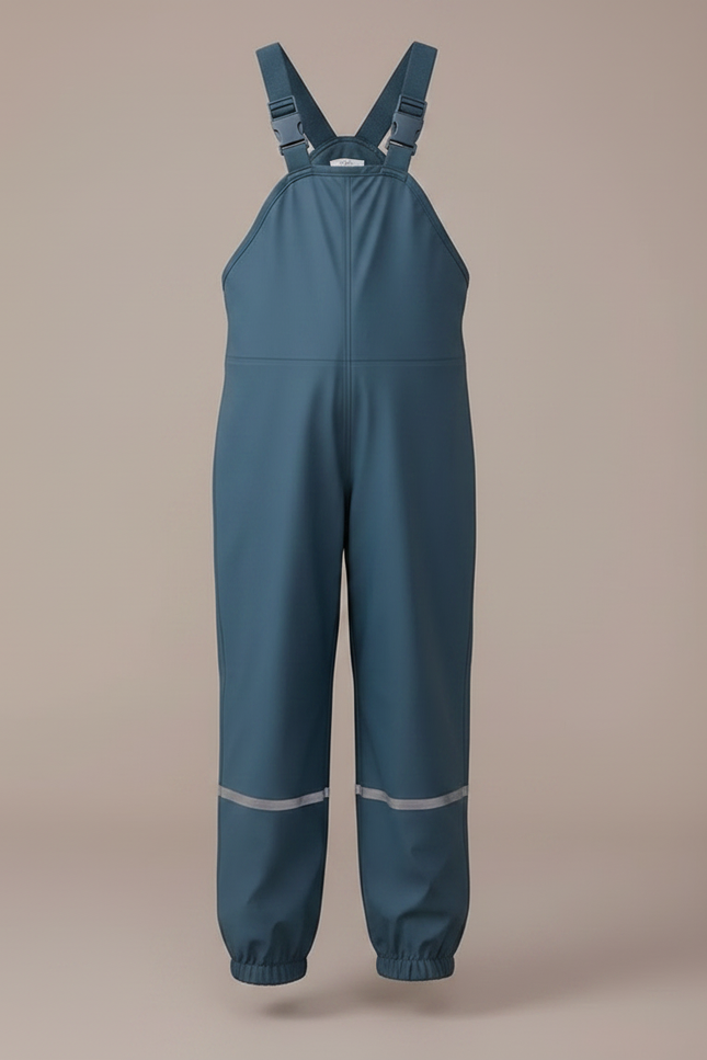 Pantalon De Pluie Bleu Canard Bretelles Réfléchissant Enfant - Polyester - vue 3