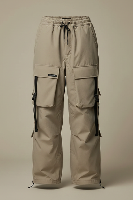 Pantalon De Pluie Beige Cargo Ample Imperméable Unisexe - Polyester - vue 3