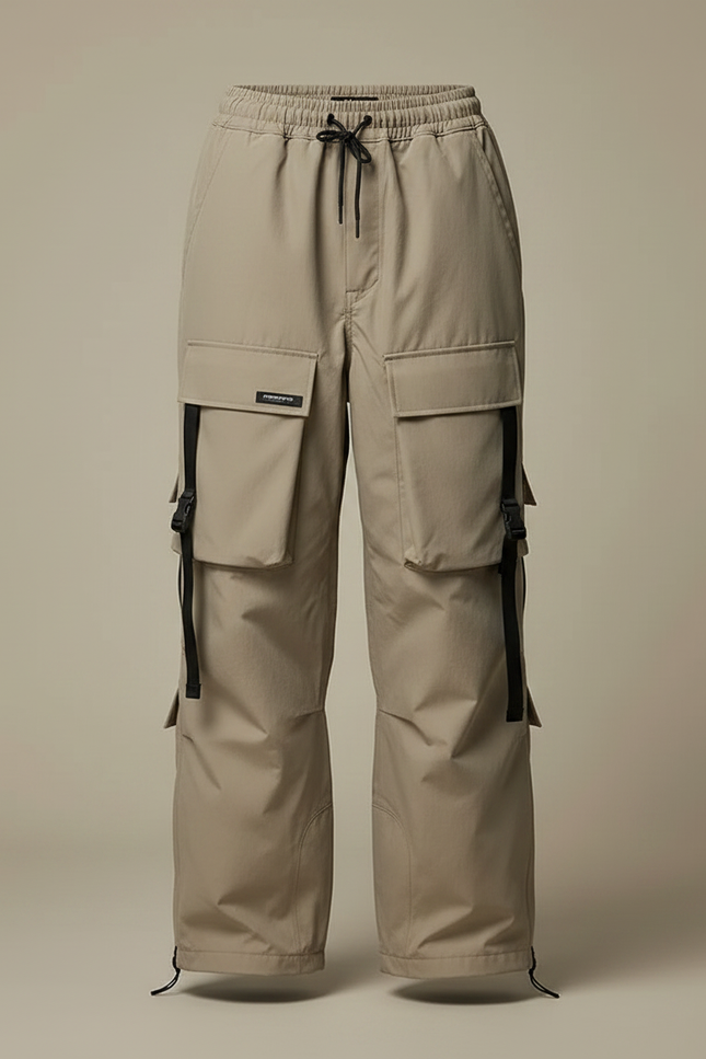 Pantalon De Pluie Beige Cargo Ample Imperméable Unisexe - Polyester - vue 3