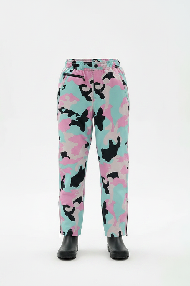 Pantalon De Pluie Camouflage Enfant Imperméable Rose Bleu - Multicolore Polyester - vue 3
