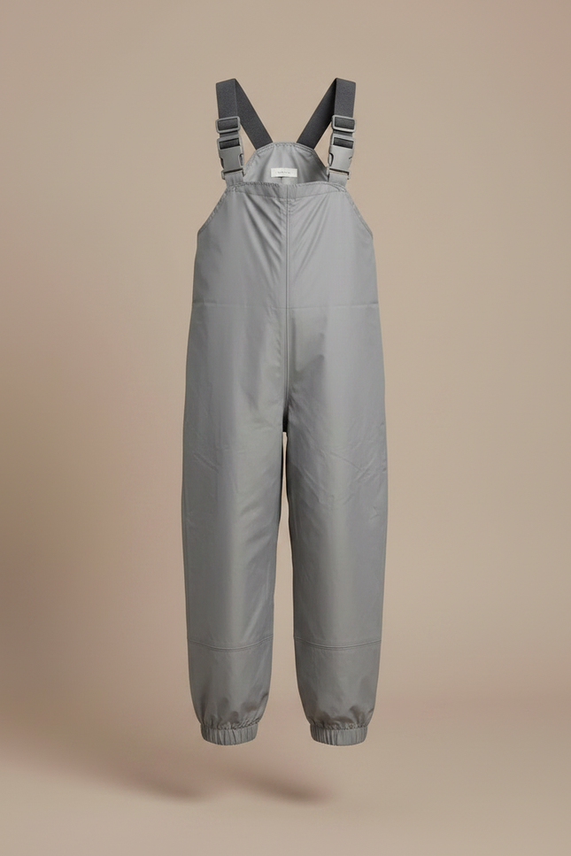 Pantalon De Pluie Gris Imperméable Enfant Bretelles Salopette - Polyester - vue 3