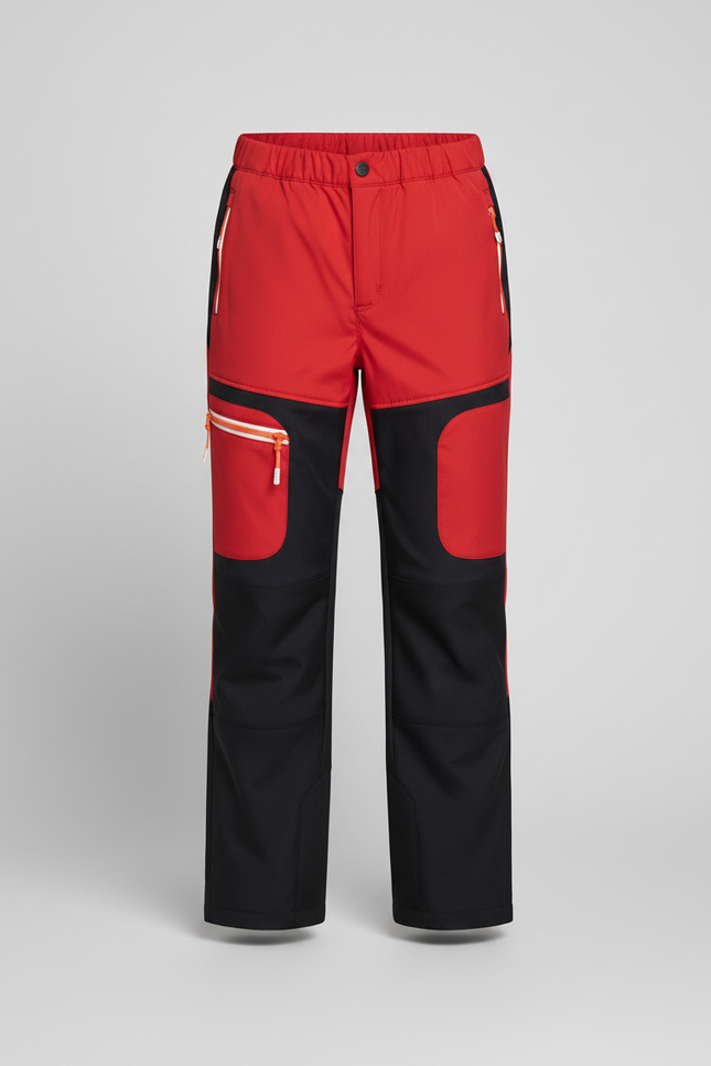 Pantalon De Pluie Rouge Noir Softshell Enfant Imperméable - Polyester - vue 3