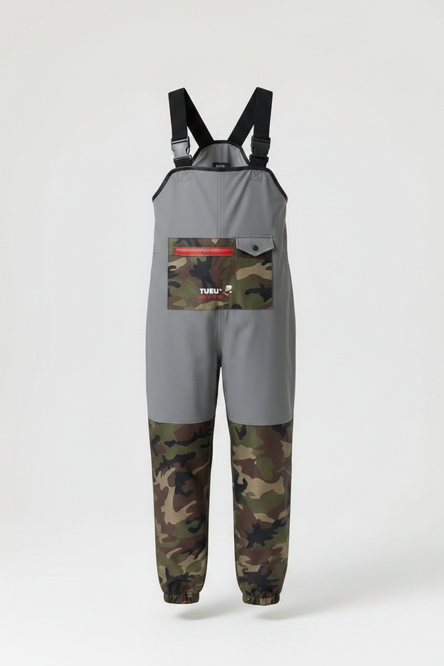 Pantalon De Pluie Gris Camouflage Imperméable Bretelles Femme - Multicolore Polyester - vue 3