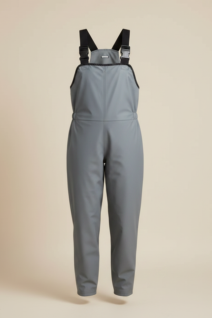 Pantalon De Pluie Gris Imperméable Bretelles Femme - Simili cuir - vue 3