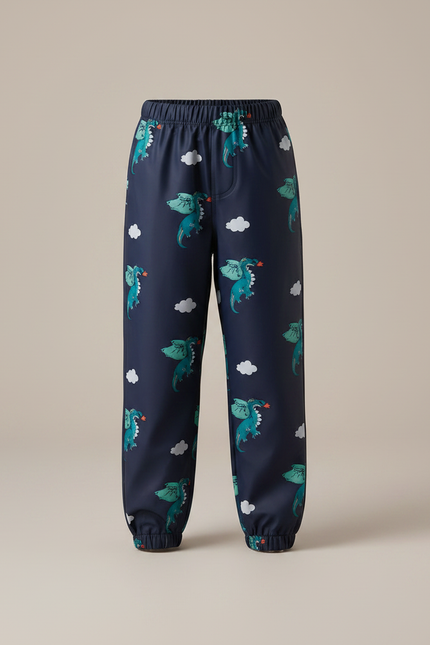Pantalon De Pluie Bleu Marine Imprimé Dragons Élastiqué Enfant - Polyester - vue 3