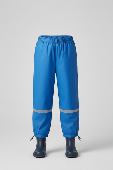 Pantalon De Pluie Bleu Élastiqué Réfléchissant Imperméable Enfant - Polyester - vue 3