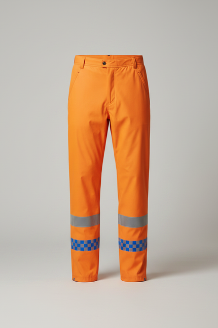 Pantalon De Pluie Orange Réfléchissant Imperméable Chevrons Homme - Polyester - vue 3