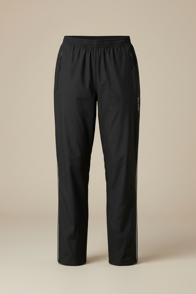 Pantalon De Pluie Noir Imperméable Sport Léger Bandes Latérales - Polyester - vue 3