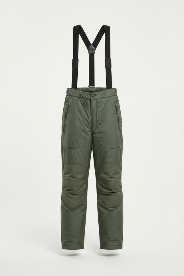 Pantalon De Pluie Vert Olive Rembourré Bretelles Enfant - Kaki Polyester - vue 3