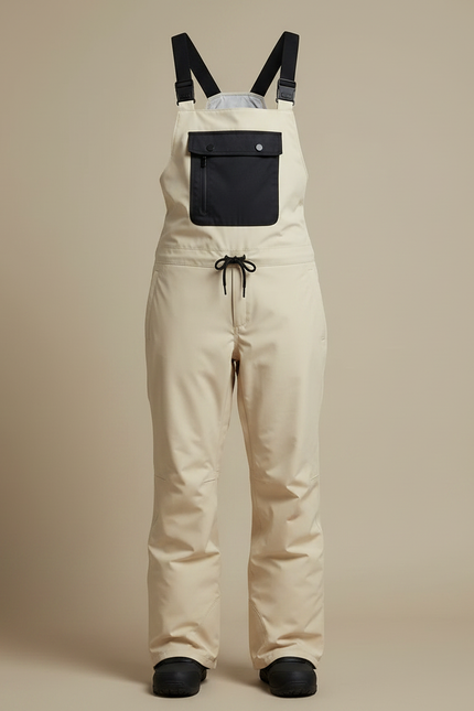 Pantalon De Pluie Beige Bretelles Imperméable Ski Femme - Polyester - vue 3