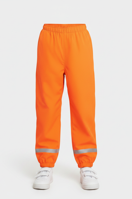Pantalon De Pluie Orange Réfléchissant Élastiqué Imperméable Enfant - Polyester - vue 3