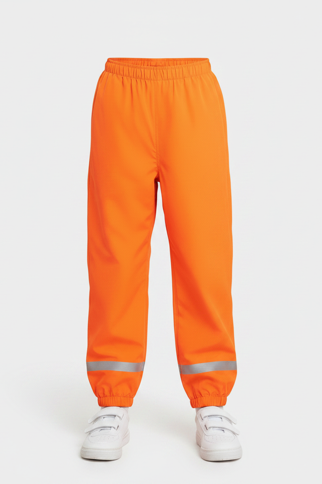 Pantalon De Pluie Orange Réfléchissant Élastiqué Imperméable Enfant - Polyester - vue 3