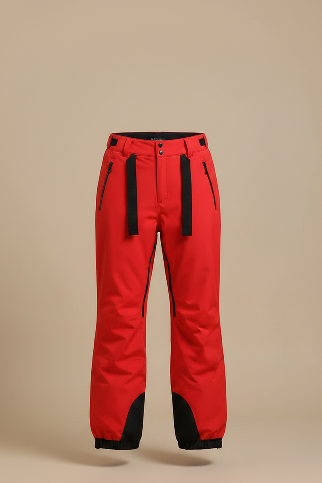 Pantalon De Pluie Rouge Ample Bretelles Imperméable Unisexe - Polyester - vue 3
