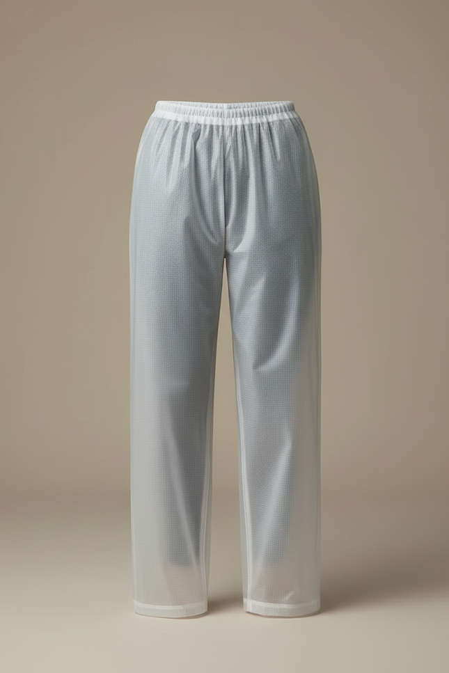 Pantalon De Pluie Transparent Imperméable Unisexe Motif Gaufré - Blanc Polyester - vue 3