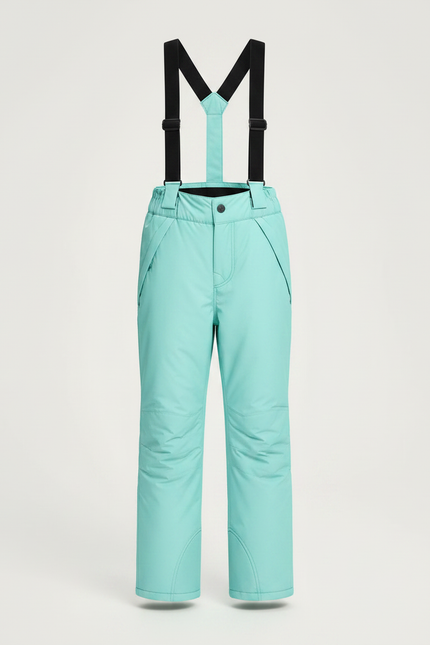 Pantalon De Pluie Turquoise Bretelles Enfant Imperméable Hiver - Bleu Polyester - vue 3