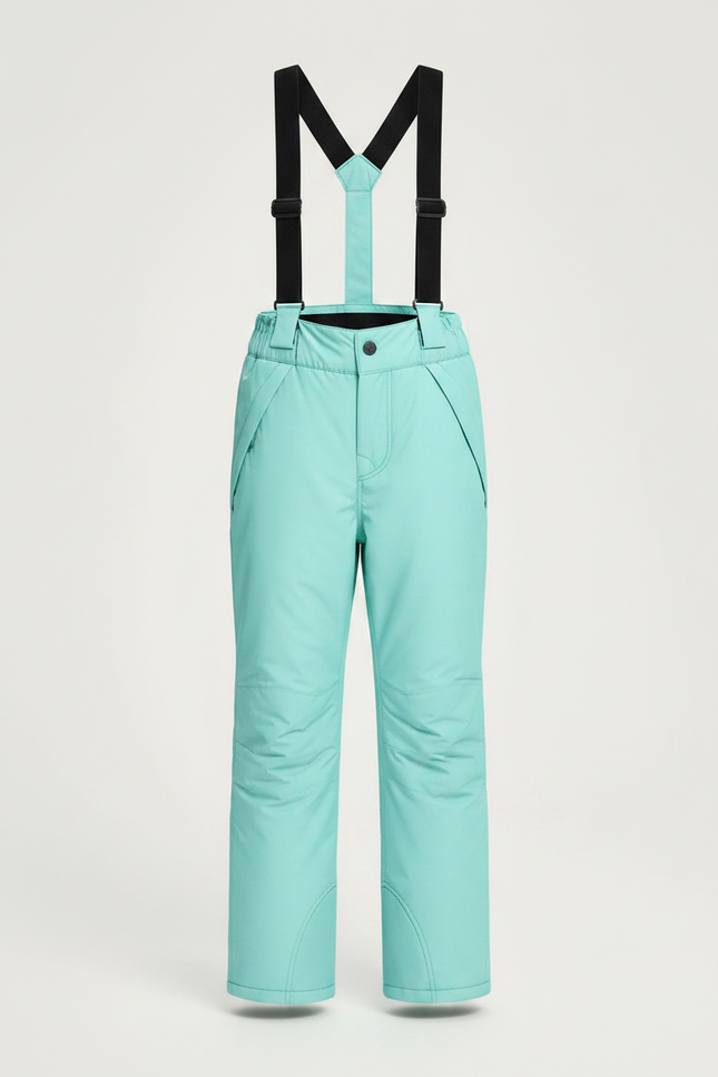 Pantalon De Pluie Turquoise Bretelles Enfant Imperméable Hiver - Bleu Polyester - vue 3
