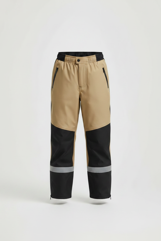 Pantalon De Pluie Enfant Imperméable Réfléchissant Bicolore - Beige Polyester - vue 3