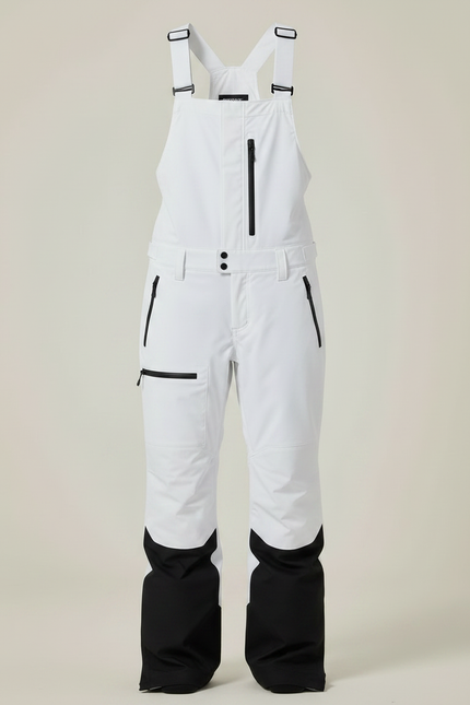 Pantalon De Pluie Blanc Noir Bretelles Ample Imperméable Unisexe - Polyester - vue 3