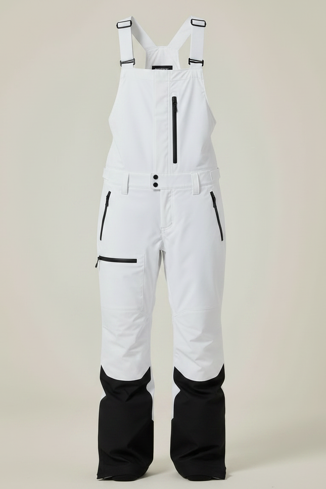 Pantalon De Pluie Blanc Noir Bretelles Ample Imperméable Unisexe - Polyester - vue 3