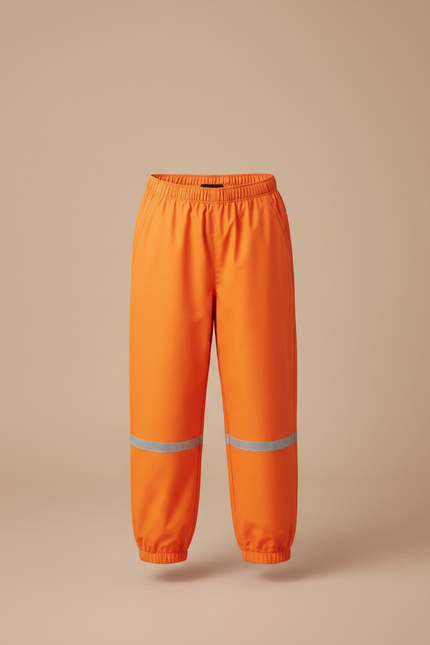 Pantalon De Pluie Orange Réfléchissant Imperméable Élastiqué Enfant - Polyester - vue 3
