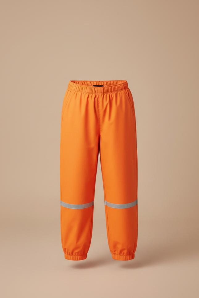 Pantalon De Pluie Orange Réfléchissant Imperméable Élastiqué Enfant - Polyester - vue 3