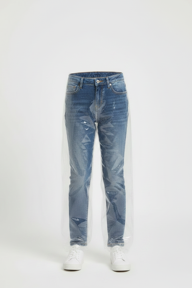 Pantalon De Pluie Transparent Plastique Jetable Portable - Bleu Polyester - vue 3