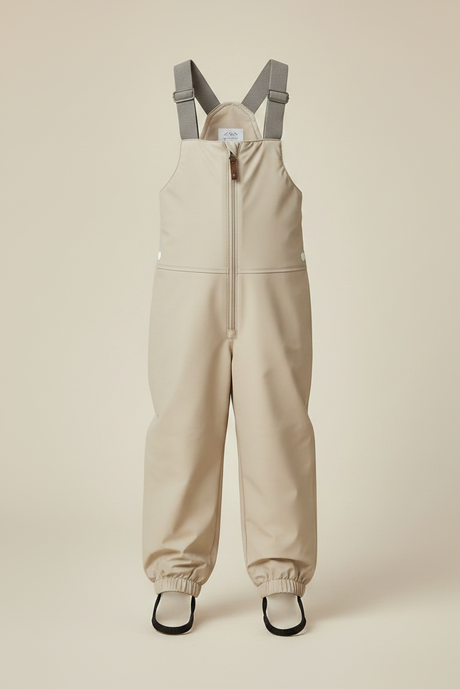 Pantalon De Pluie Beige Bretelles Imperméable Enfant Hiver - Polyester - vue 3