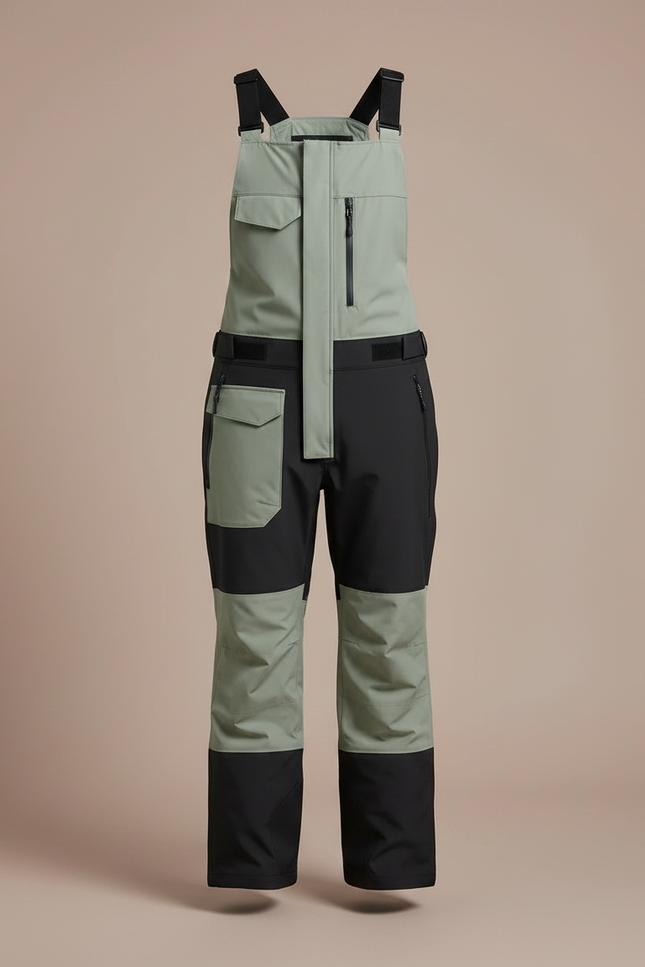 Pantalon De Pluie Vert Noir Bretelles Imperméable Ski Femme - Polyester - vue 3