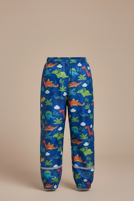 Pantalon De Pluie Bleu Dinosaure Imperméable Enfant Mignon - Multicolore Polyester - vue 3