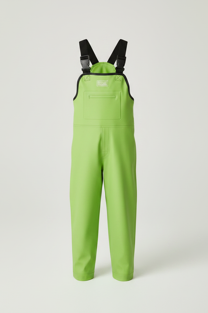 Pantalon De Pluie Vert Vif Imperméable Bretelles Enfant PVC - Polyester - vue 3