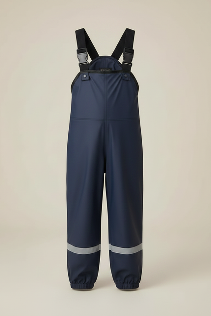 Pantalon De Pluie Bleu Marine Imperméable Bretelles Réfléchissant - Polyester - vue 3
