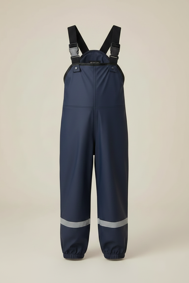 Pantalon De Pluie Bleu Marine Imperméable Bretelles Réfléchissant - Polyester - vue 3