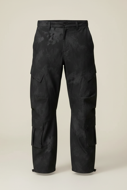 Pantalon De Pluie Noir Cargo Imprimé Ample Homme - Polyester - vue 3