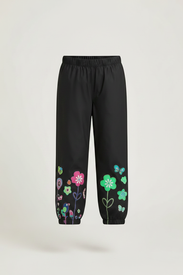 Pantalon De Pluie Noir Imperméable Motifs Floraux Colorés Enfant - Polyester - vue 3