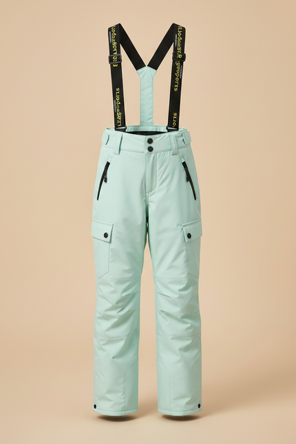 Pantalon De Pluie Vert Menthe Imperméable Enfant Cargo Bretelles - Polyester - vue 3