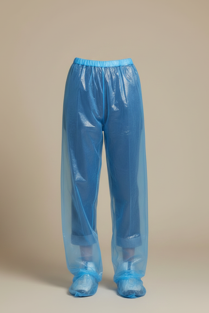 Pantalon De Pluie Bleu Transparent Ample Léger Jetable - Polyester - vue 3