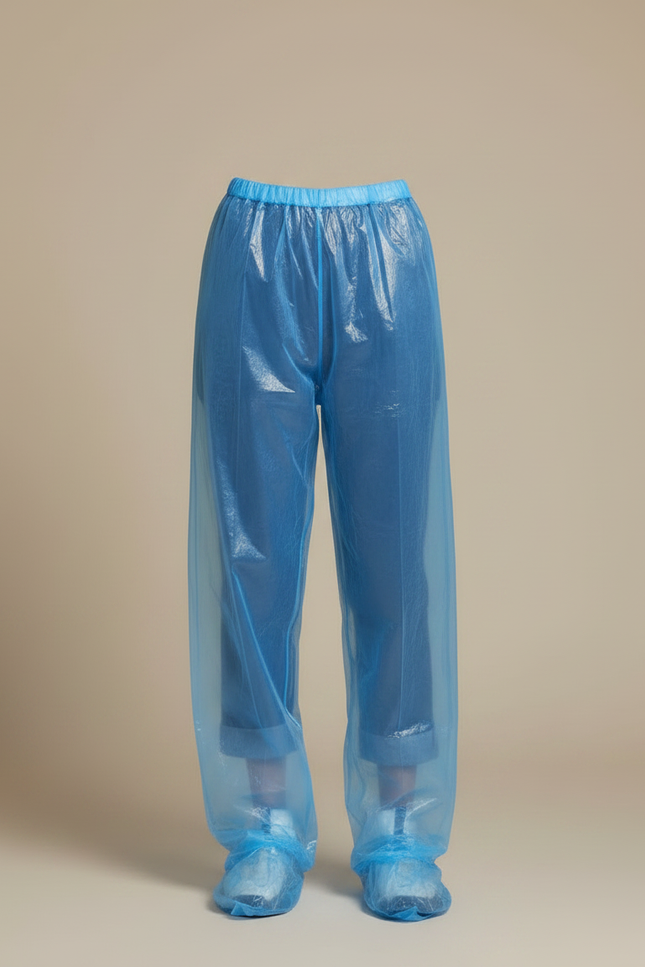 Pantalon De Pluie Bleu Transparent Ample Léger Jetable - Polyester - vue 3