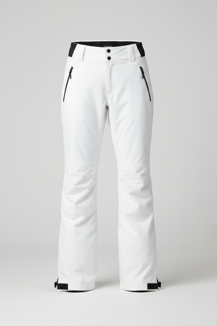 Pantalon De Pluie Blanc Imperméable Bretelles Confortable Ski - Polyester - vue 3